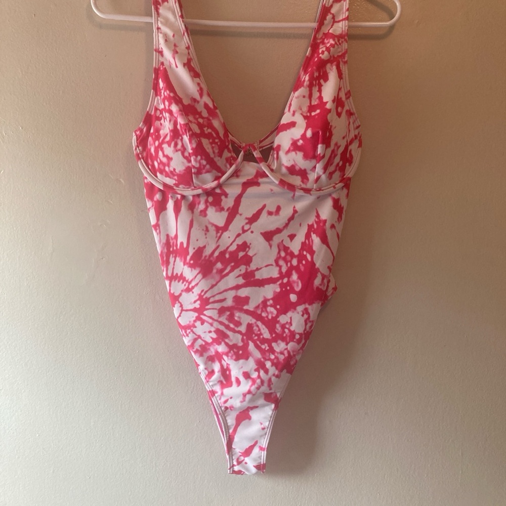 Pink and White Tie-Dye Swimsuit